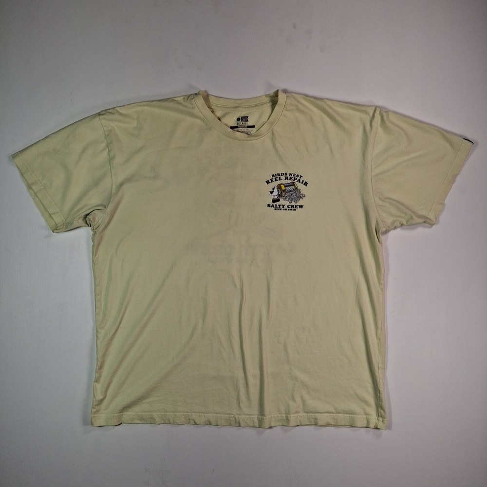 Salty Crew Birds Nest Reel Repair Graphic T-Shirt Mens 2XL Yellow Sink or Swim - Picture 10 of 11